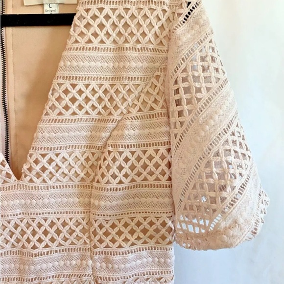 Shilla Pale Pink Crocheted Netting Dress - Size Large - Picture 2 of 4